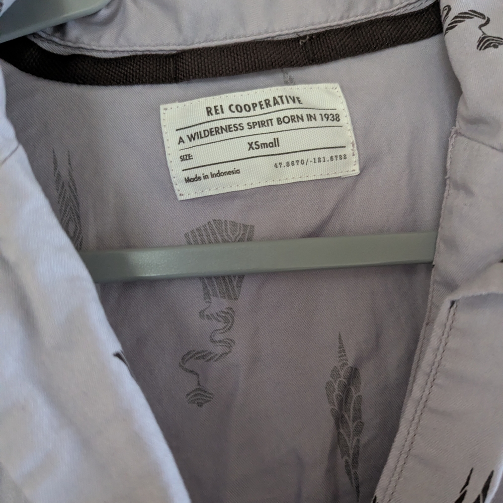 Cooperative Lavender Button Down Shirt with Black Patterns - Picture 3 of 7